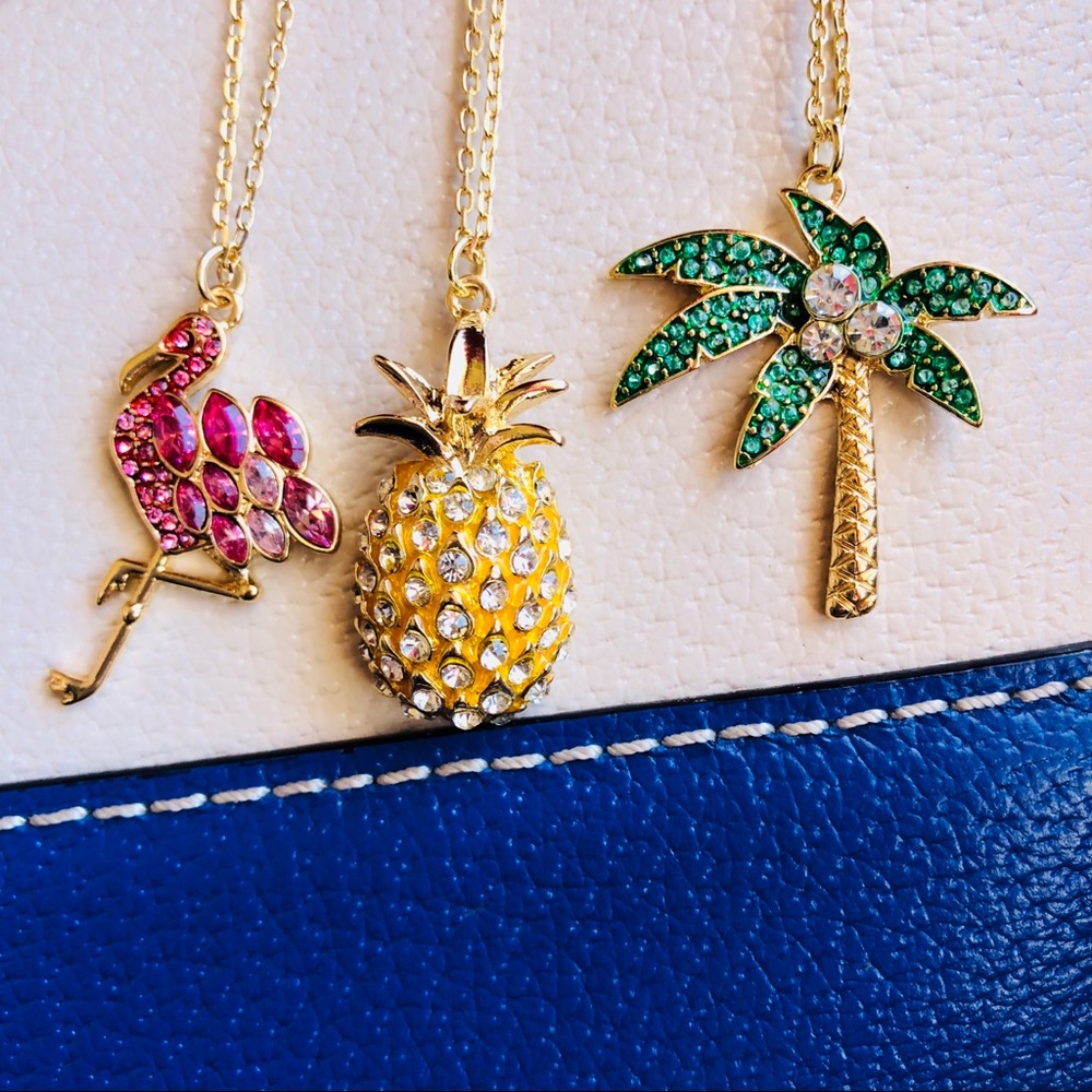Gold And Pink Crystal Flamingo Necklace - Picture 2 of 7